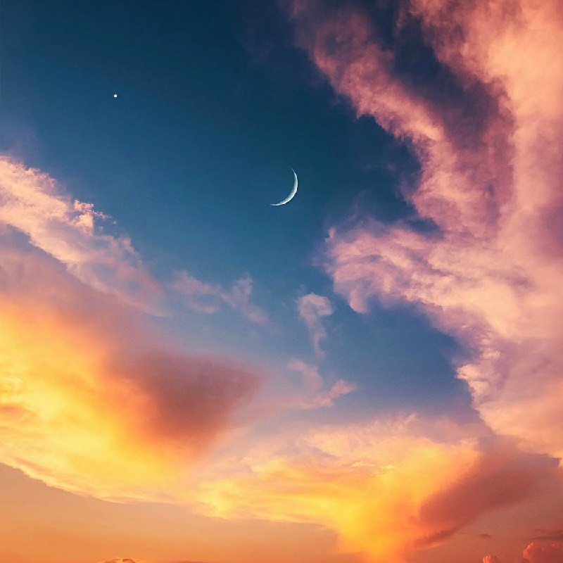 The Moon during a picturesque sunset …