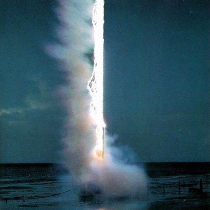 Lightning strikes the ocean