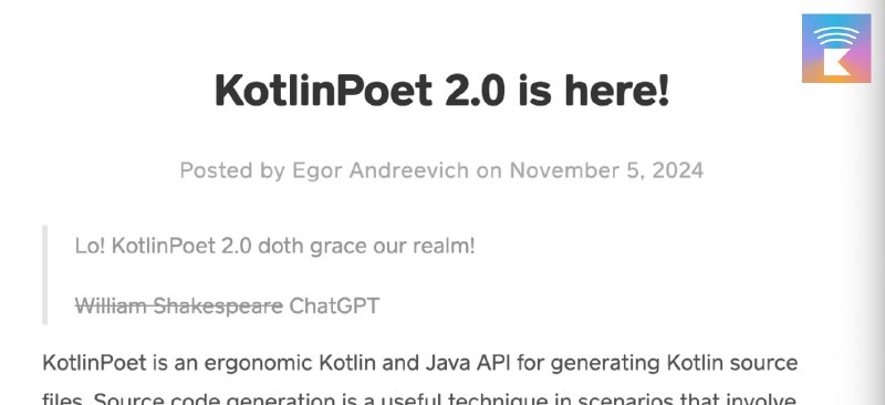 [Вышел Kotlin Poet 2.0](https://code.cash.app/kotlinpoet-2-is-here?s=35) - библиотека …