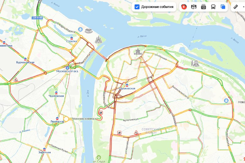 ***🚦***Пробки в девять баллов образовались в …