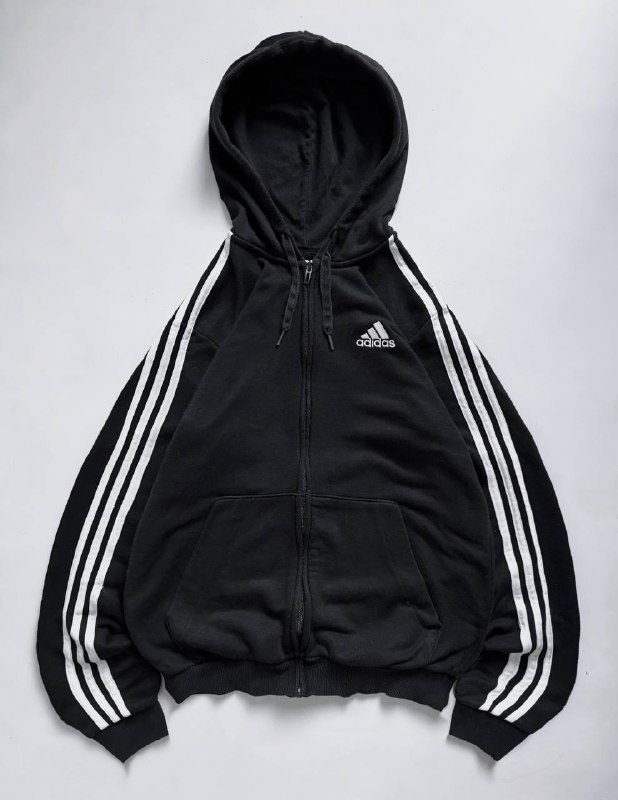 **Adidas Three Stripes Zip Hoodie**