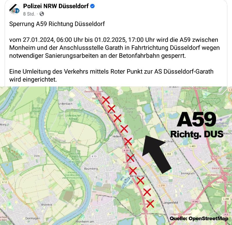 A59 Leverkusen Richtung Düsseldorf ist ab …