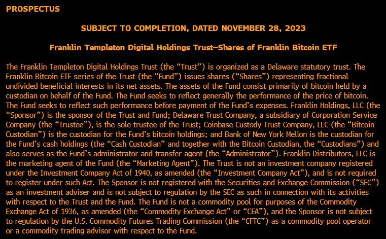 Franklin đã gửi bản cáo cập nhật cho quỹ ETF giao ngay [#Bitcoin](?q=%23Bitcoin) của họ.