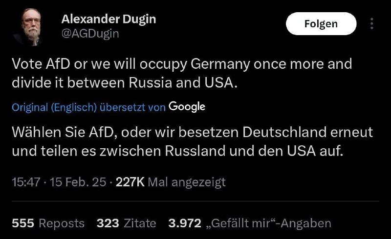 ***🇷🇺******🇩🇪*** Alexander Dugin, Führer der Eurasien-Bewegung, …