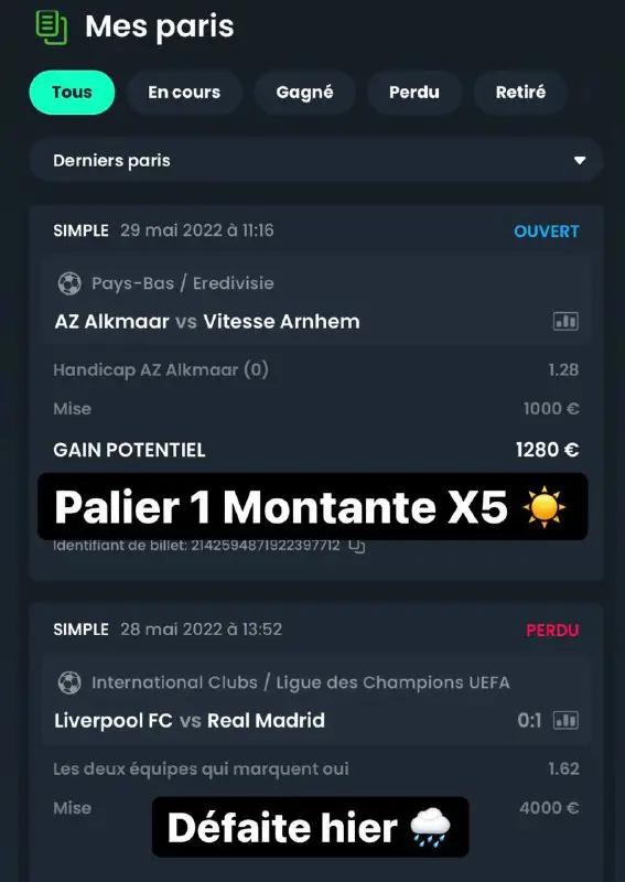 MONTANTE X5 ***🤑*** PALIER 1 !