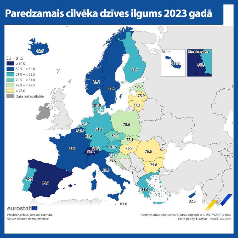 ***⏳*** Pēc paredzamā mūža ilguma Eiropas …