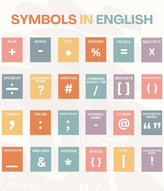 - **Symbols** in English