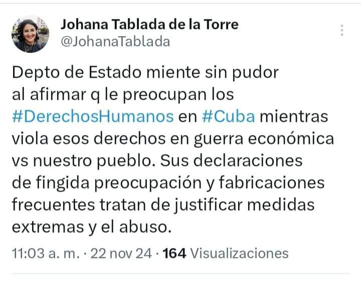 ***?*** Johana Tablada responde al Departamento …