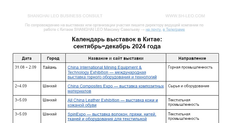 **Календарь выставок в Китае: 4-й квартал 2024**Отраслевые выставки в Китае — это отличная возможность посмотреть новинки и познакомиться с китайскими …