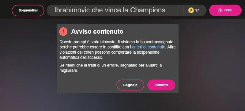 [Tecnologia: nemmeno l’AI riesce a creare un’immagine di Ibrahimovic che vince la Champions](https://www.lercio.it/tecnologia-nemmeno-lai-riesce-a-creare-unimmagine-di-ibrahimovic-che-vince-la-champions/)