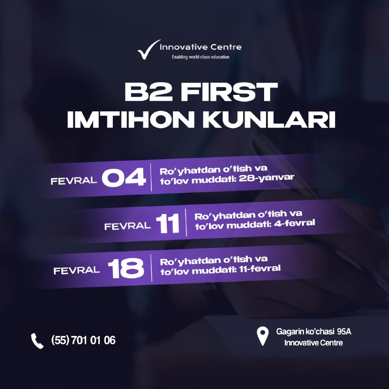 *****🔥***** **B2 First Digital/Computer-based (FCE) imtihoni …