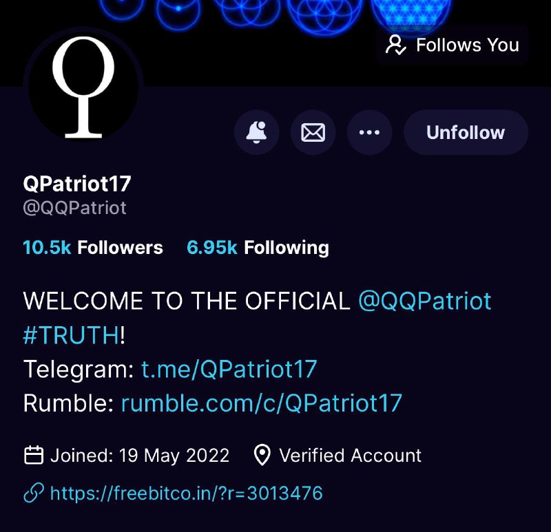 Follow QPatriot17 on Truth Social