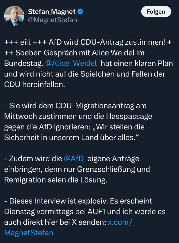 ***🚨*** **BREAKING:** Die AfD wird dem …