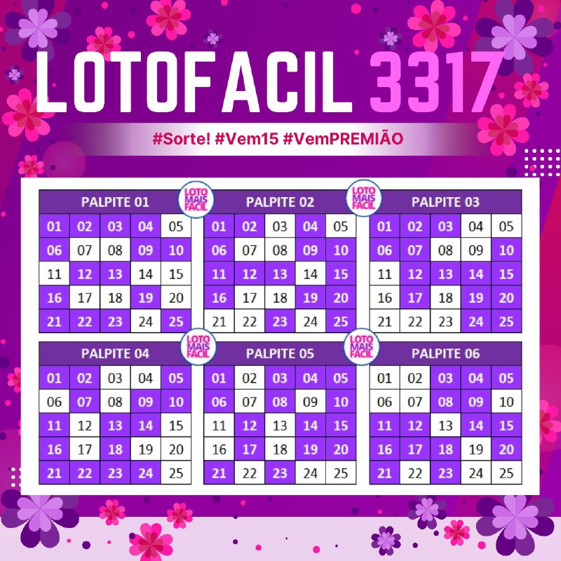 **Palpites LOTOFÁCIL ACUMULADA 3317***💜*****