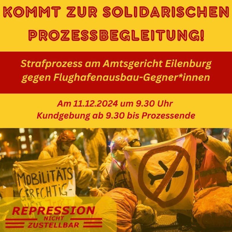 Strafprozess gegen Flughafenausbau-Gegner*innen.