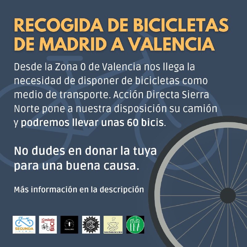 [**Recogida de Bicicletas para Valencia**](https://mad.convoca.la/event/recogida-de-bicicletas-para-valencia)