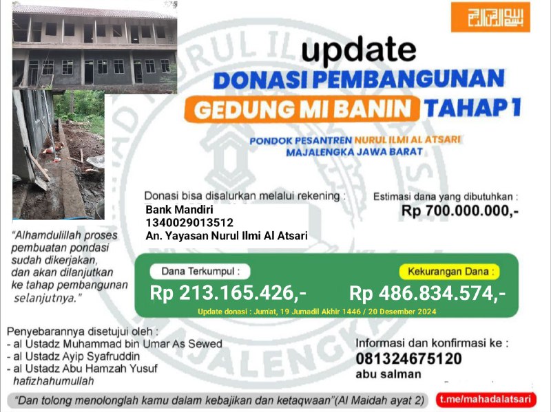 **(UPDATE) TA'AWUN DONASI PEMBANGUNAN GEDUNG MI …