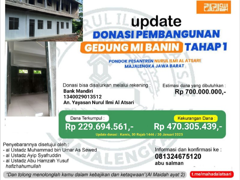 **(UPDATE) TA'AWUN DONASI PEMBANGUNAN GEDUNG MI …