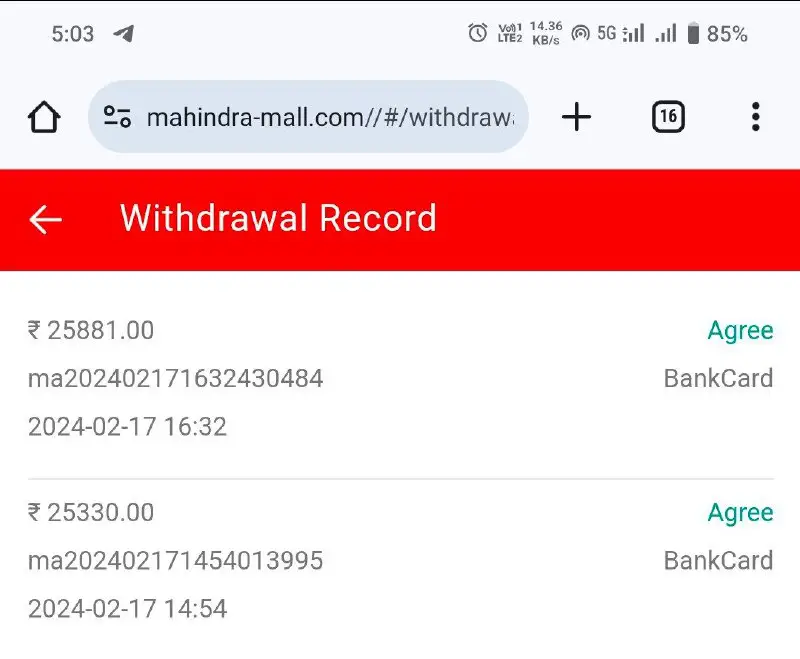**Mahindra Mall-Today’s Withdrawal Proof***✅******✅***