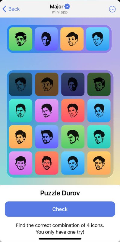 کمبو روزانه Puzzle Durov بازی Major