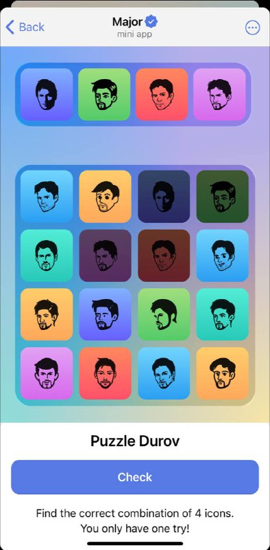 کمبو روزانه Puzzle Durov بازی Major