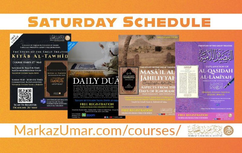 Saturday, four live lessons, in-shā'Allah