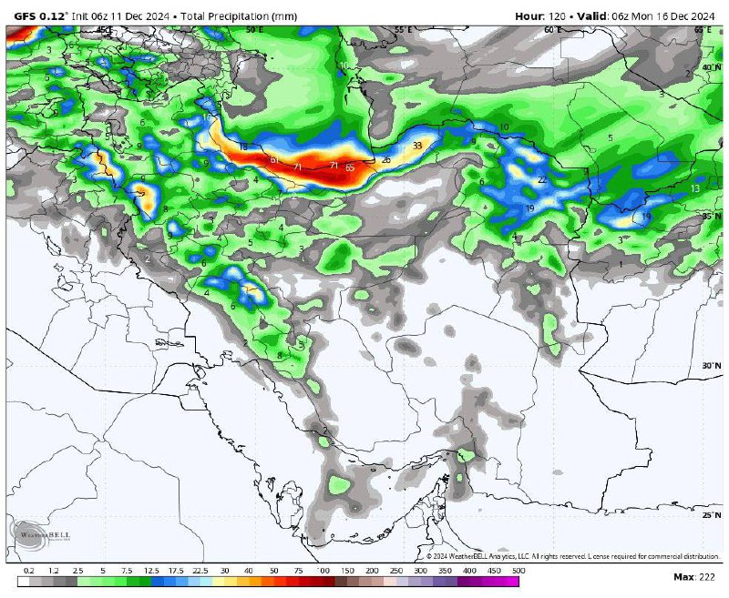 ***❄️******🌧️*** آپدیت جدید GFS مجموع بارش …