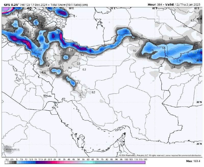 ***🌨️***آپدیت جدید مجموع میزان بارش برف …