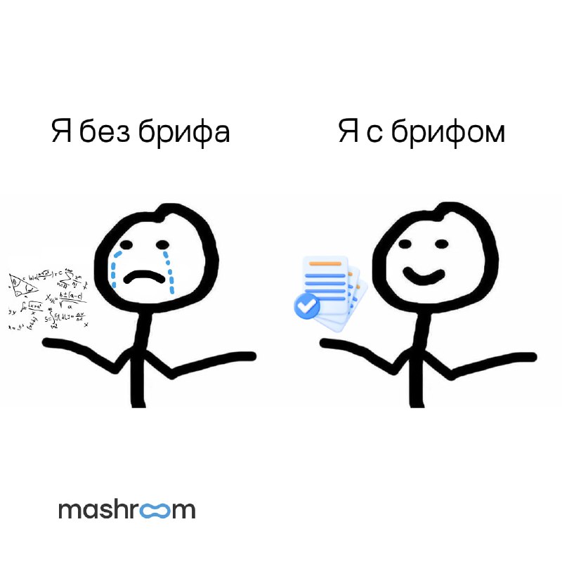 Наглядно показываем, как работа с брифом …