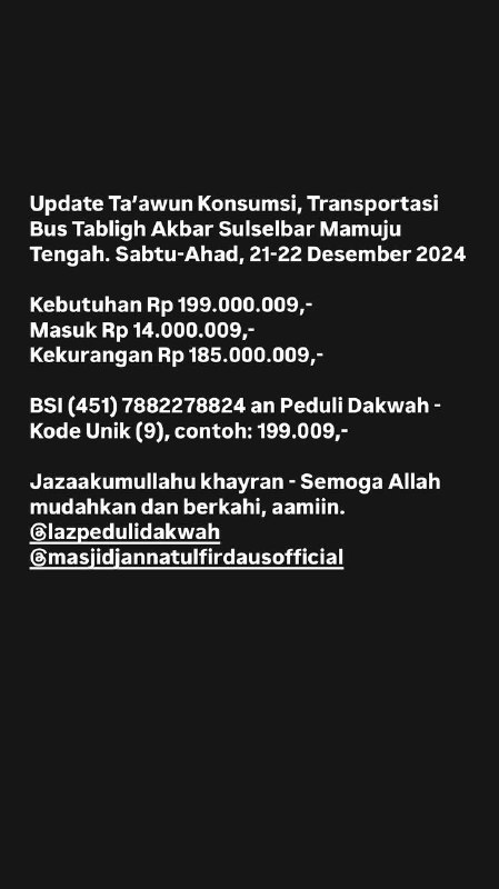 Update Ta’awun Konsumsi, Transportasi Bus Tabligh …