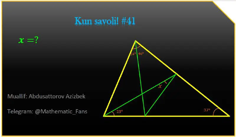 [**#kunsavoli**](?q=%23kunsavoli) *****?*** Geometriyadan yaxshi masala ***?***.