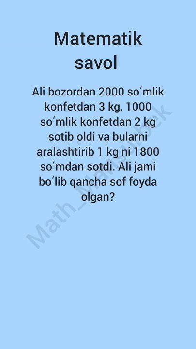 Qiziqarli matematik savol || Siz buni …