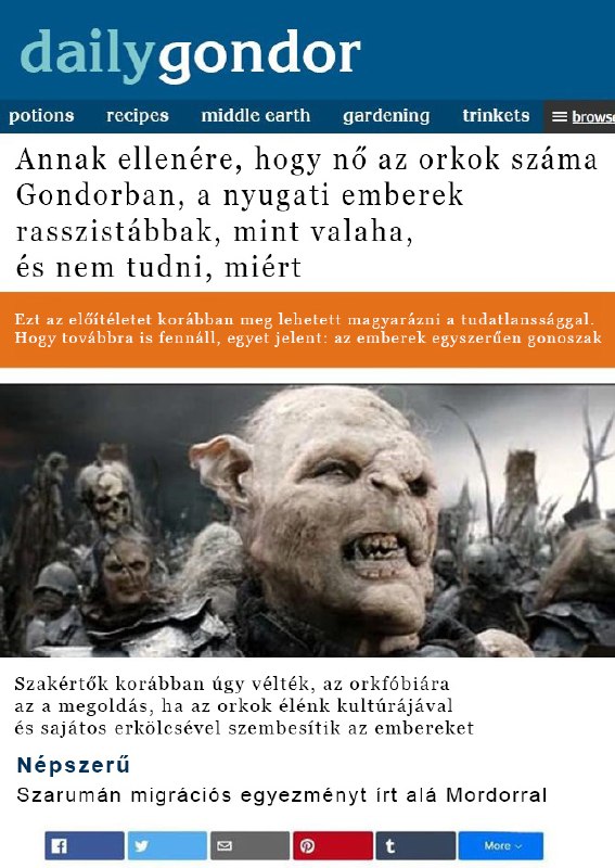 Ne legyetek orkfóbiások, az elfogadás fontosabb, …