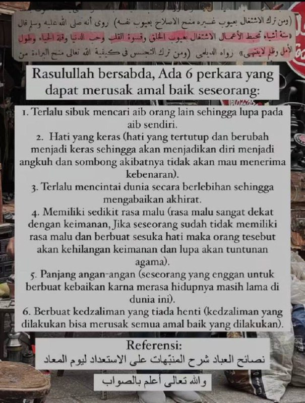 6 perkara yang dapat merosakkan amal …