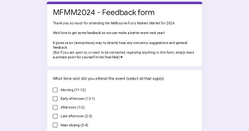 **Feedback Form is now ready!**