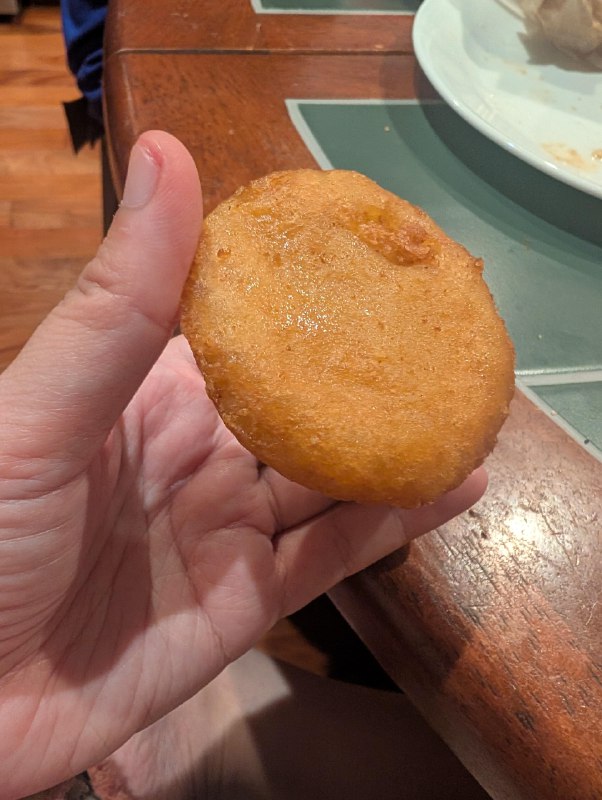 This solid onion ring... Onion puck