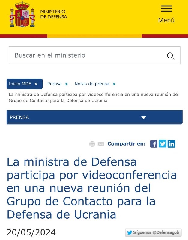 Испания [объявила](https://www.defensa.gob.es/gabinete/notasPrensa/2024/05/DGC-240520-vtc-ucrania.html) о подготовке нового пакета …