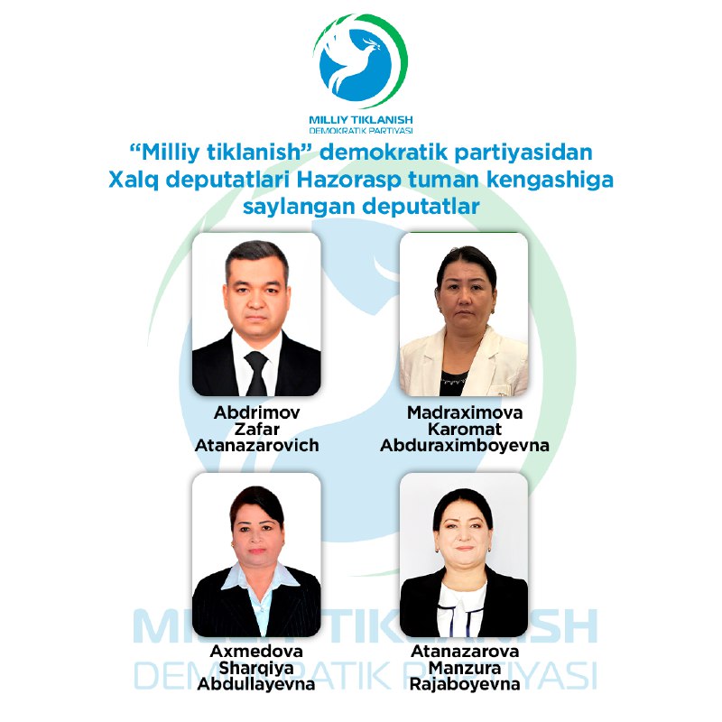 **“Milliy tiklanish” demokratik partiyasidan Hazorasp tuman …