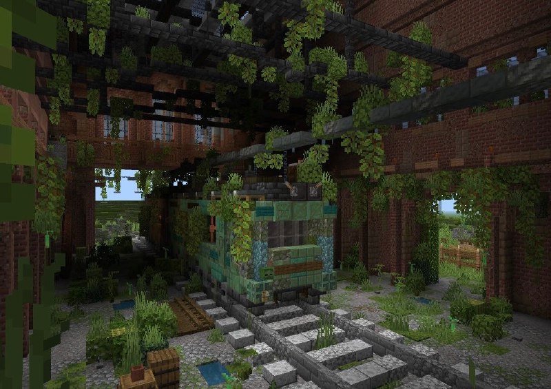 Estación abandonada en Minecraft