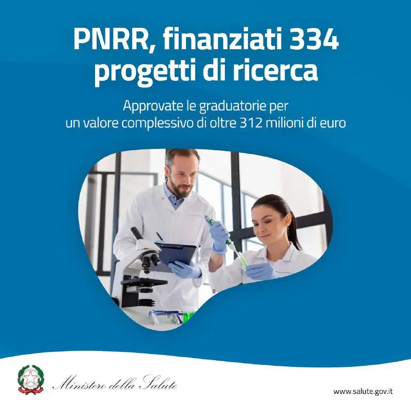 Finanziati 334 progetti di ricerca biomedica …