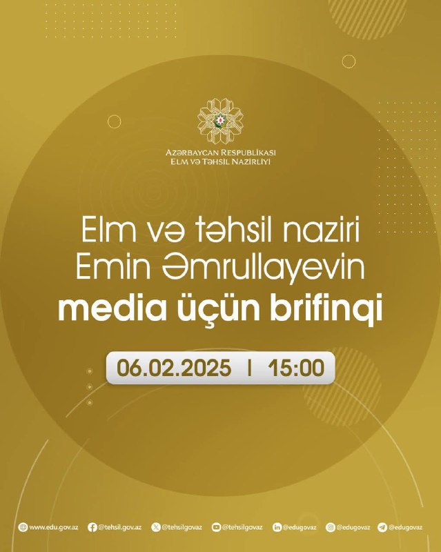 6 fevral saat 15:00-da elm və …