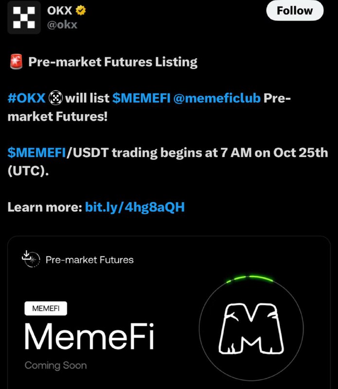 *****⬜️*******Okx** *****🪙*******Memefini listing qiladi*******✅*****