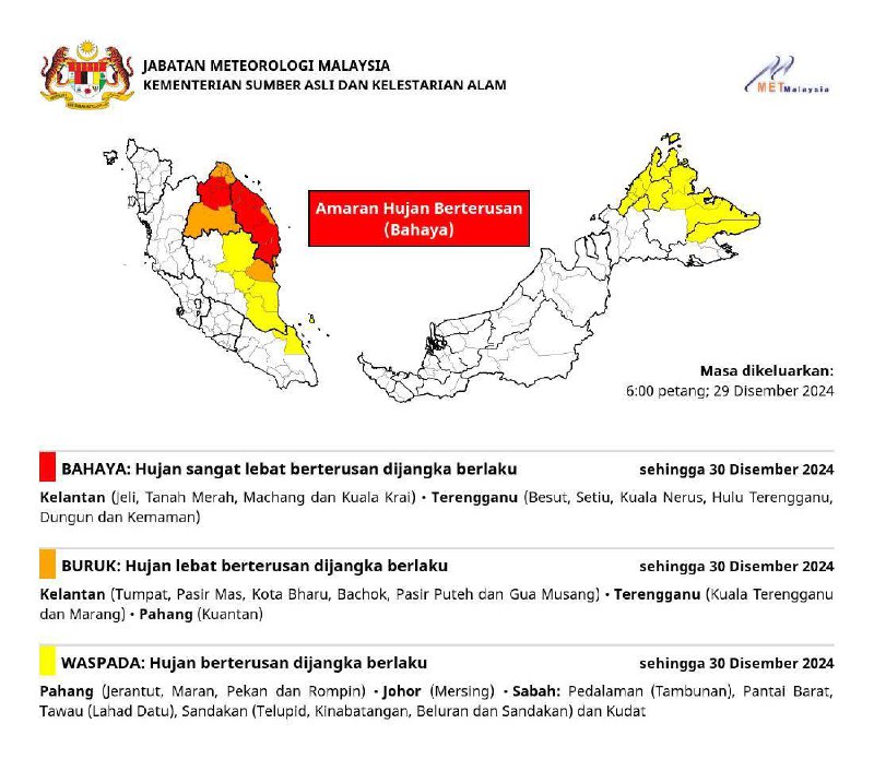 AMARAN HUJAN BERTERUSAN ***🌧️******🌧️******🌧️***