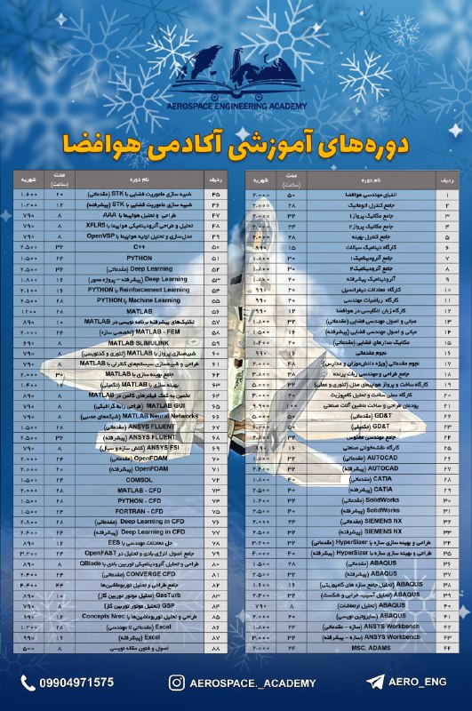 ***⚙️*** **دوره‌های آموزشی** ***⚙️******✈️*** **آکادمی هوافضا*****✈️***