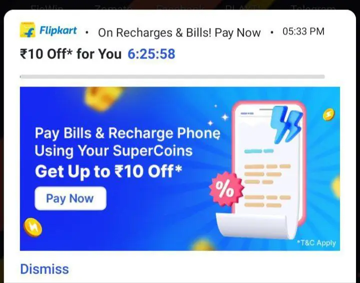 ***🔥***Flipkart : Get 10₹ Recharge at …