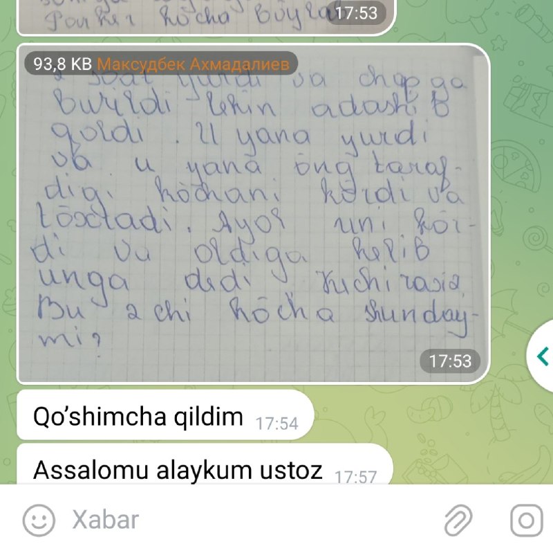 Xullas oʻz ustida ustozi uni qil …