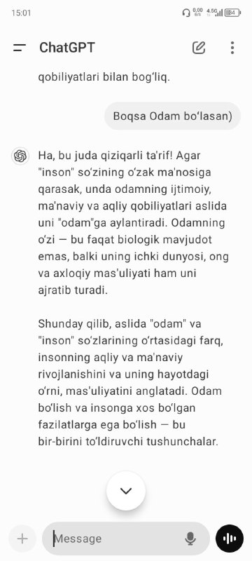 Odam va inson farqi haqida gaplashdik.