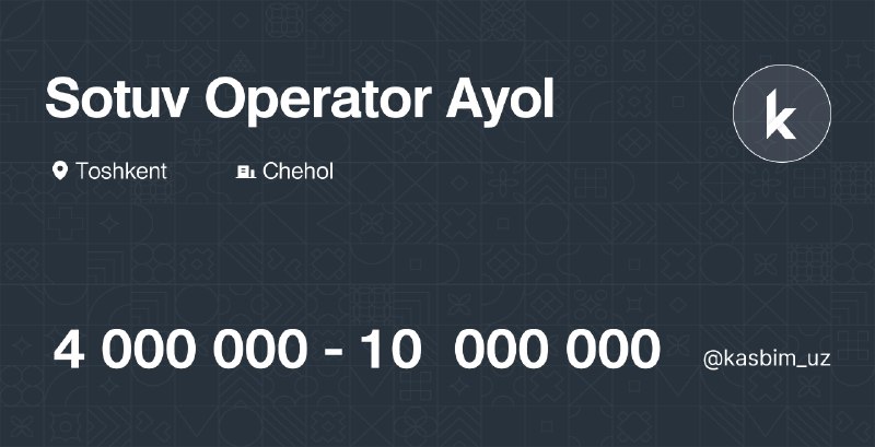 **Sotuv Operator Ayol**