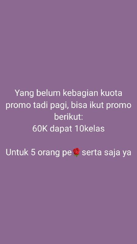 Silakan 60K dapat 10 kelas ya..