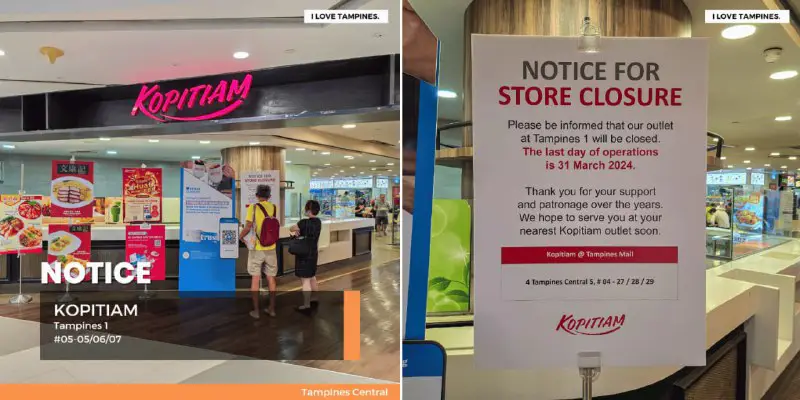 **Kopitiam shutters Tampines 1 outlet after …